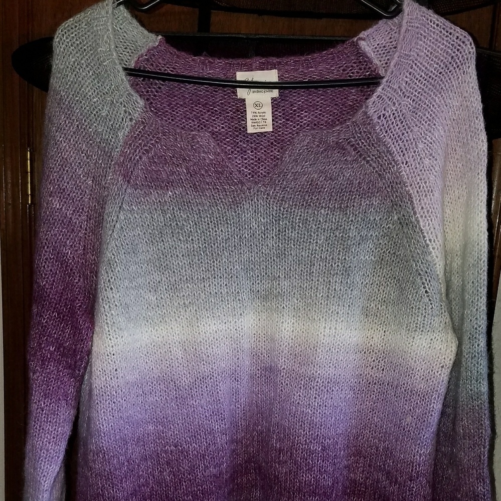 Purple-grey ombre knit sweater